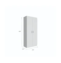 Chad Pantry Double Door Cabinet, Five Shelves,Three Interior Door Shelves, White