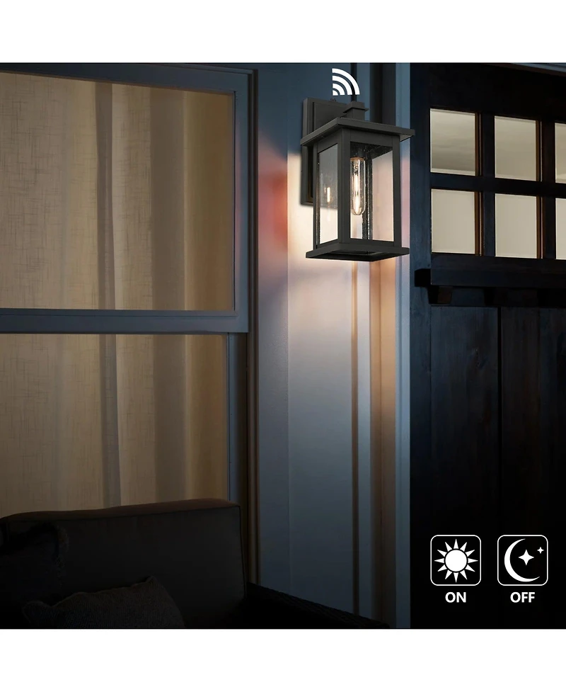 Flynama 1-Light Black Not Motion Sensing Dusk to Dawn Outdoor Hardwired Wall Lantern Sconce with No Bulbs Included