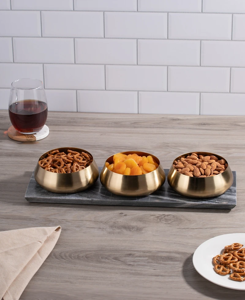 Thirstystone Uptown Condiment Bowls with Marble Board, Set of 3