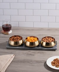 Thirstystone Uptown Condiment Bowls with Marble Board, Set of 3