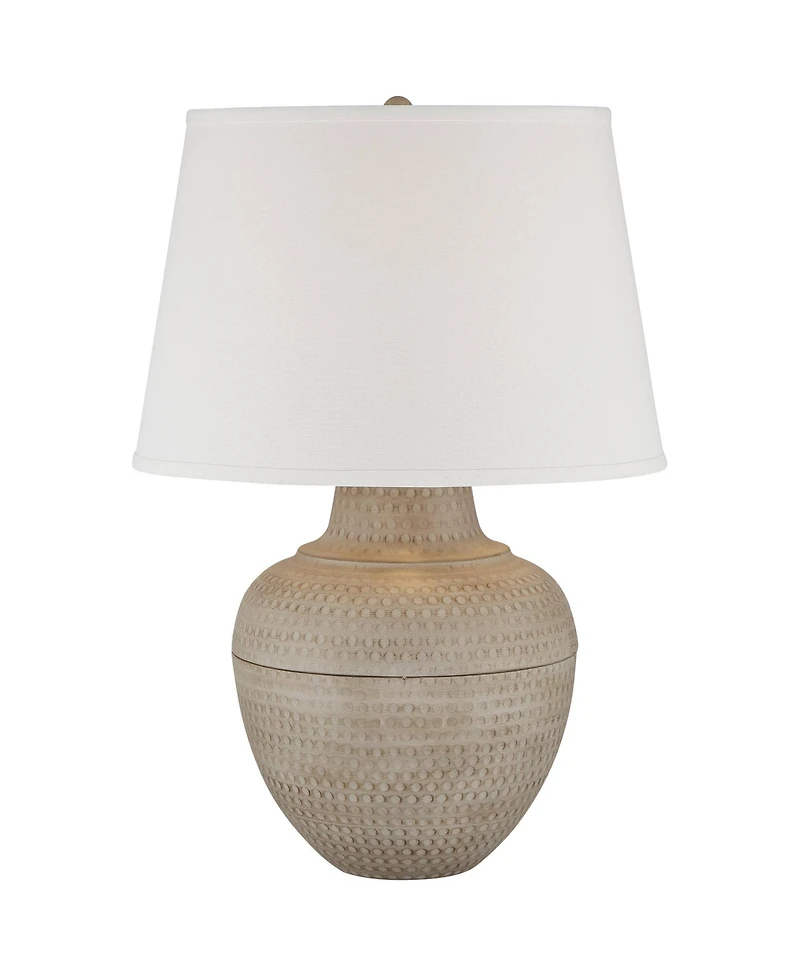 Barnes and Ivy Brighton 27 1/4" Tall Hammered Pot Farmhouse Rustic Modern Table Lamp Beige Finish Metal Single Living Room Bedroom