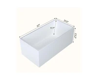 gaomon 67" Acrylic Freestanding Bathtub,Contemporary Rectangular Shape Soaking Tub With Chrome Drain and Minimalist Linear Design Overflow, Easy to In