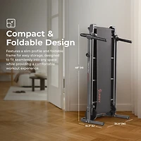 Sunny Health & Fitness Smart Manual Walking Treadmill, 300 Lb Weight Capacity, Non-Electric, Compact & Foldable, Digital Monitor, Bluetooth Connection