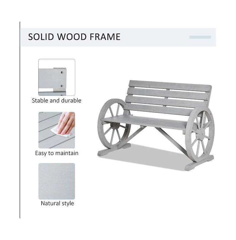 Slickblue Sturdy Fir Wood Garden Chair – Light Grey with Wheel Design, 550 lbs. Capacity
