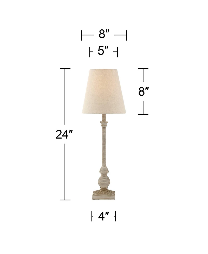 Regency Hill Loreno Traditional Buffet Table Lamps 24" High Set of 2 Whitewashed Oatmeal Linen Drum Shade for Bedroom Living Nightstand Family Ro