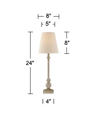 Regency Hill Loreno Traditional Buffet Table Lamps 24" High Set of 2 Whitewashed Oatmeal Linen Drum Shade for Bedroom Living Nightstand Family Ro