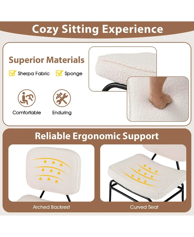 Costway 1 Pcs Upholstered Accent Chair with Sponge Padding Adjustable Foot Pads & Metal Frame