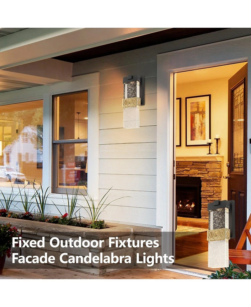 Flynama 1-Light Black and Gold not Motion Sensing Led Outdoor Hardwired Wall Lantern Sconce with No Bulbs Included