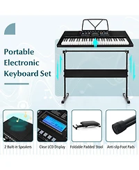 Hongge 61-Key Electronic Keyboard Piano Starter Set with Stand Bench and Headphones