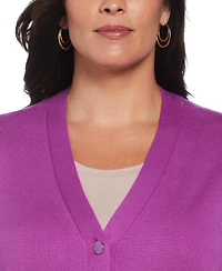 Rafaella Plus Size Enamel Button Cardigan Sweater