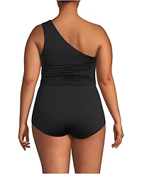 Lands' End Women's Ruched One Shoulder Midkini Top