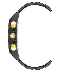 Steve Madden Men's Iconic Champagne and Black Alloy Metal Watch, 45mm