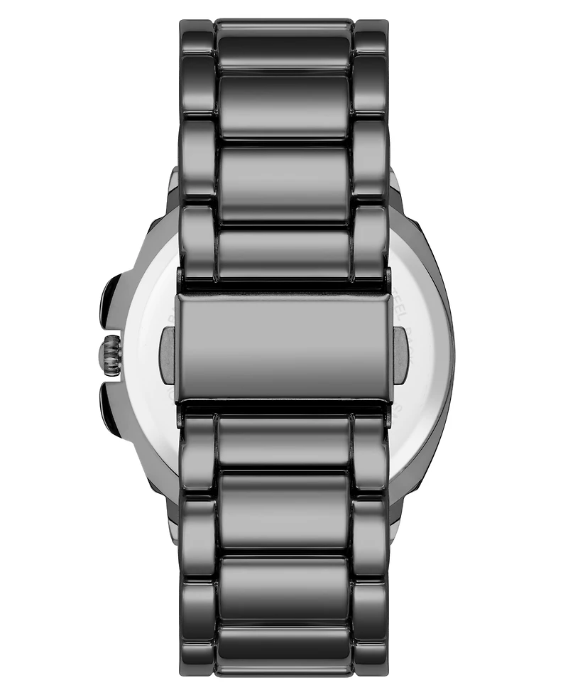 Steve Madden Men's Polished Black Alloy Metal Watch, 45mm
