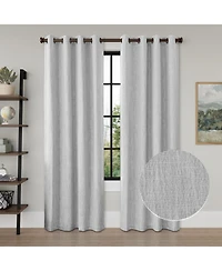 Linen Texture Blackout Grommet Curtains Pair(2 Panels