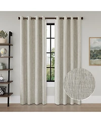 Linen Texture Blackout Grommet Curtains Pair(2 Panels