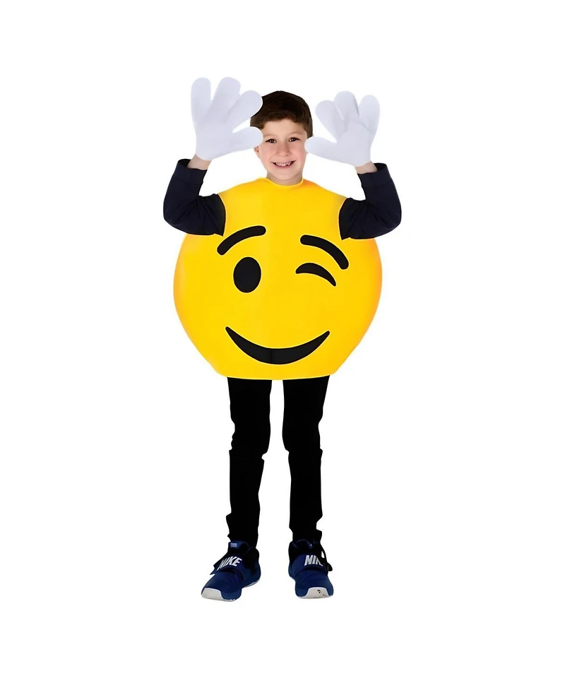 Dress Up America Kids Emoji Wink Smiley Costume Tunic & Gloves Set