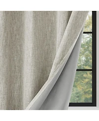 Linen Texture Blackout Grommet Curtains Pair(2 Panels