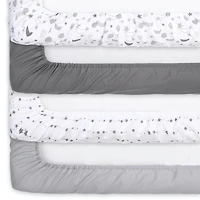 The Peanutshell Celestial Stars and Elephant Fitted Crib Sheets, Unisex 8-Pack Set, Grey, Green