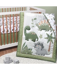 The Peanutshell Dinosaur Dreams Crib Bedding Set for Baby Boys, 3 Piece Nursery Set