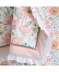 The Peanutshell Wildflower Cotton Crib Bedding Set for Baby Girls, 4 Pieces