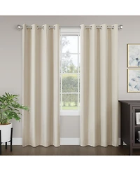 Brushed Serengeti Stria 100% Blackout Grommet Pair (2 panels