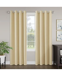 Brushed Serengeti Stria 100% Blackout Grommet Pair (2 panels
