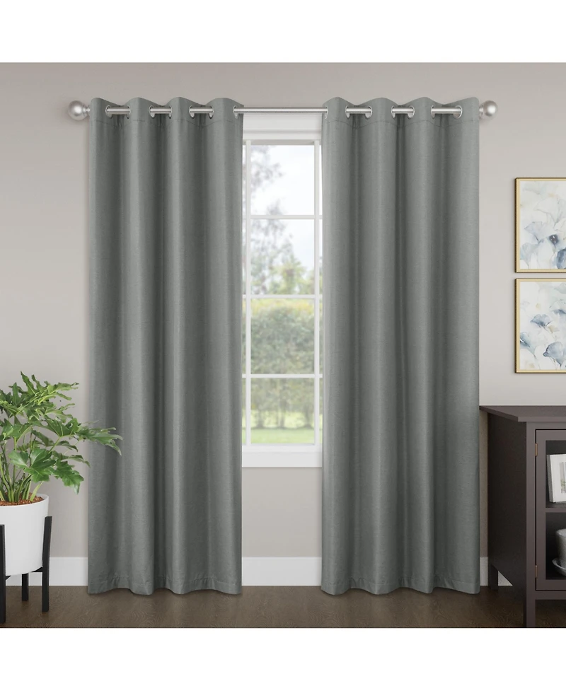 Brushed Serengeti Stria 100% Blackout Grommet Pair (2 panels
