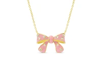 Lily Nily Girls Cz Pink Bow Necklace