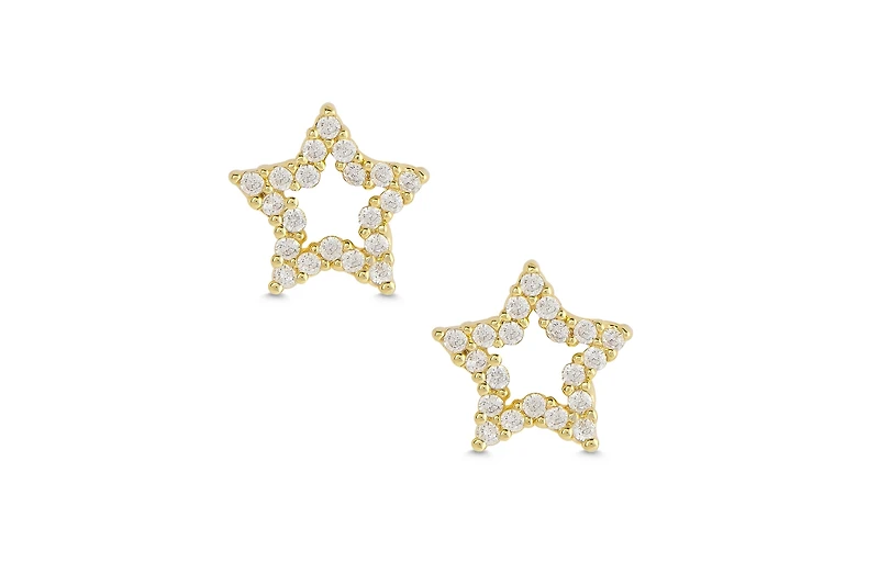 Lily Nily Girls Open Star Cz Stud Earrings in 18k Gold over Sterling Silver