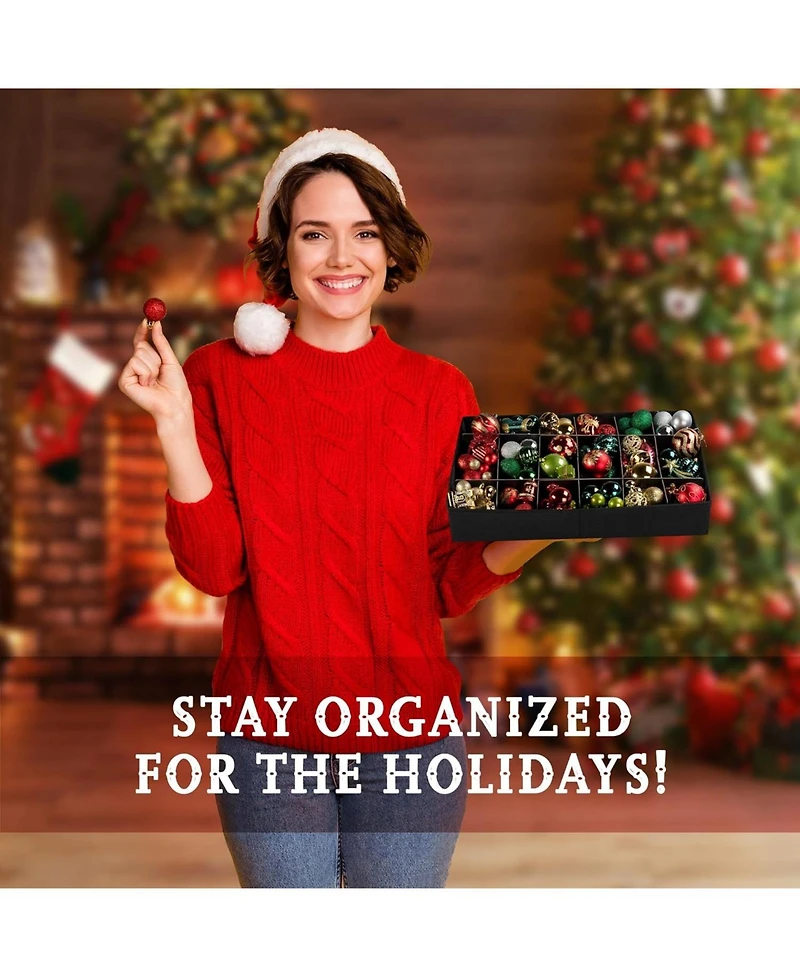 Florida Brands Christmas Ornament Storage Box with Dividers and 4 Removable Trays Stores up to 96-3" Ornaments