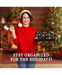 Florida Brands Christmas Ornament Storage Box with Dividers and 4 Removable Trays Stores up to 96-3" Ornaments