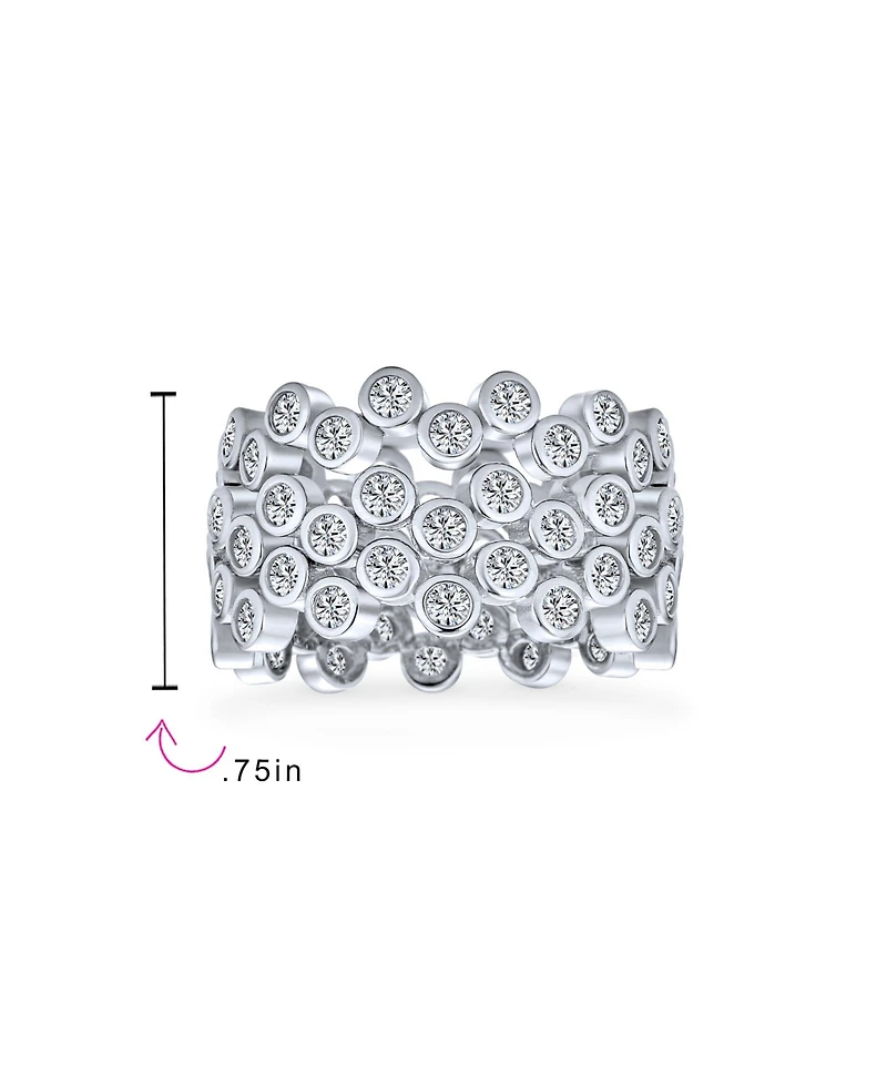Bling Jewelry Stackable Circle Wide Bezel Bubble Band Ring Set .925 Sterling Silver