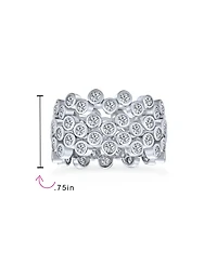 Bling Jewelry Stackable Circle Wide Bezel Bubble Band Ring Set .925 Sterling Silver