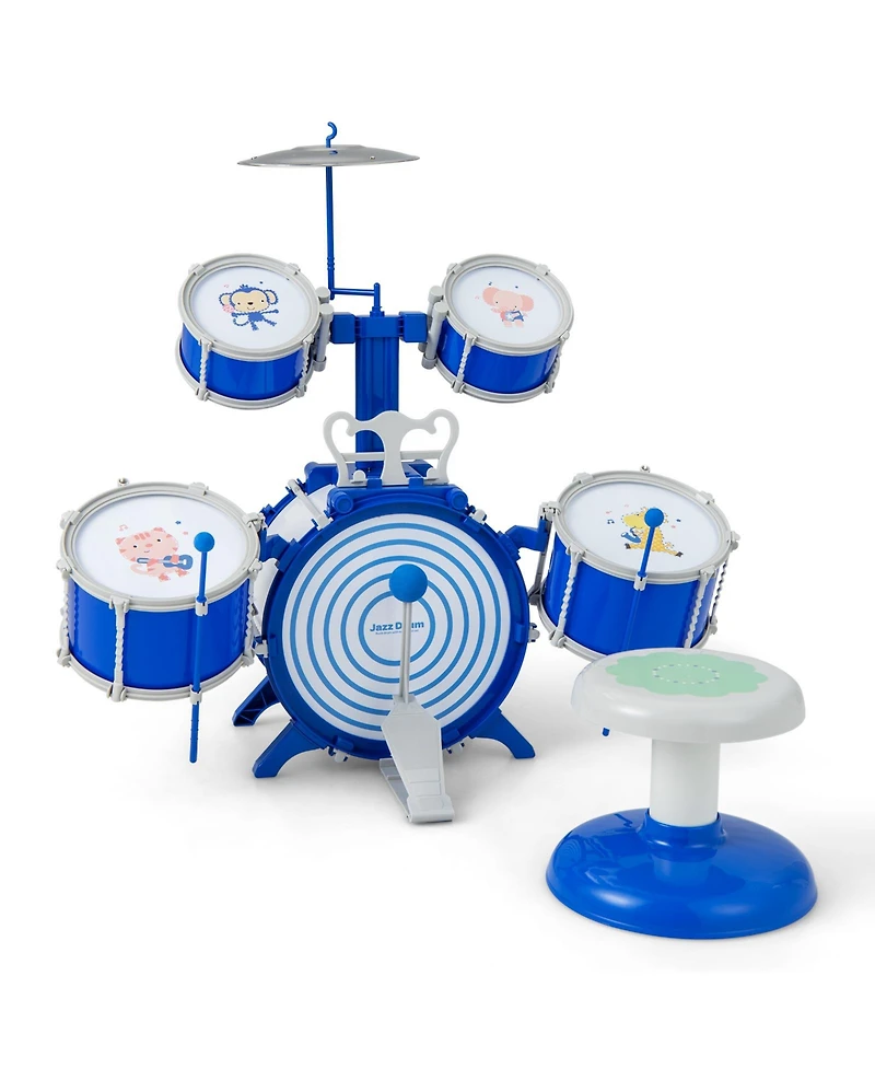 Hongge Kids Drum Set Educational Percussion Musical Instrument Toy with Bass Drum