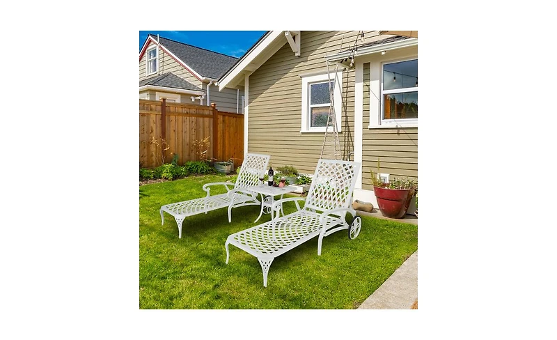 Slickblue Adjustable Cast Aluminum Lying Bed for Courtyards Stylish and Comfortable Outdoor Relaxation