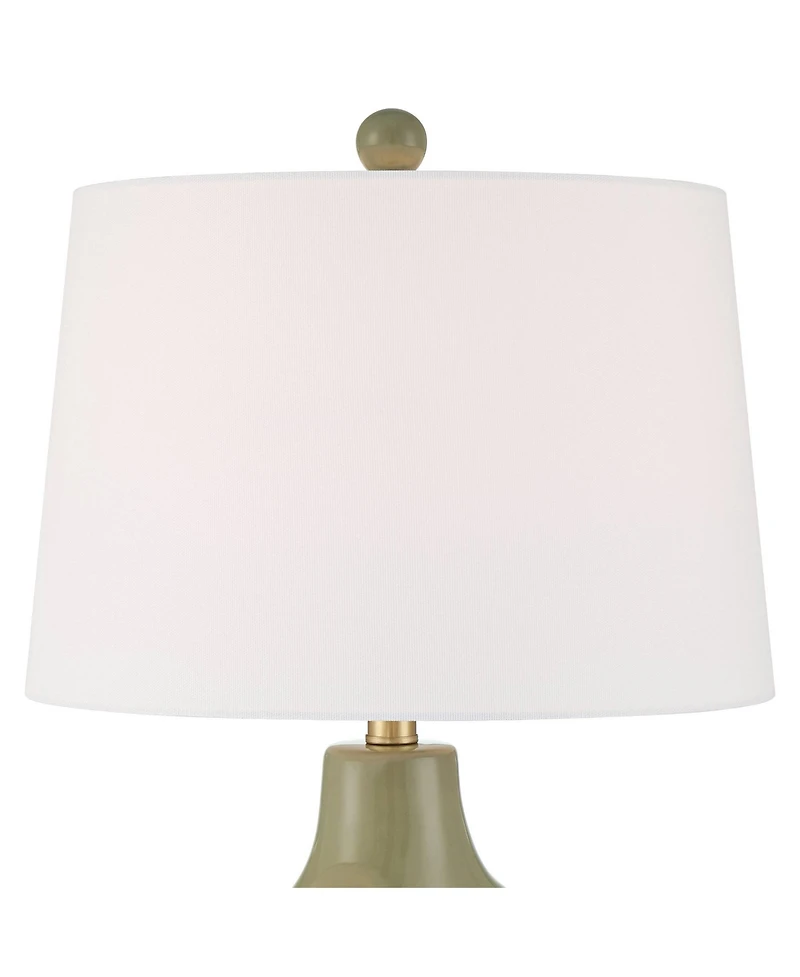 360 Lighting Lyrah 25" High Mid Century Modern Table Lamp Green Glaze Finish Ceramic Single White Shade Living Room Bedroom