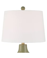 360 Lighting Lyrah 25" High Mid Century Modern Table Lamp Green Glaze Finish Ceramic Single White Shade Living Room Bedroom