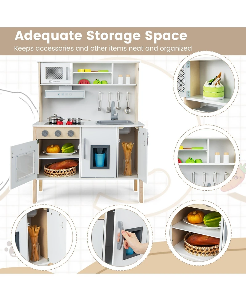 Hongge Wooden Pretend Play Kitchen Set for Toddlers