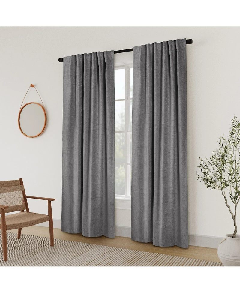 Chenille Solid Room Darkening Back Tab Curtain Panel