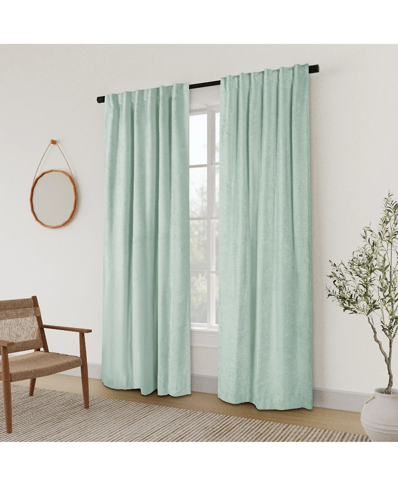Chenille Solid Room Darkening Back Tab Curtain Panel