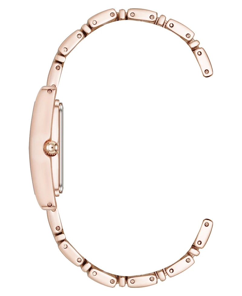Anne Klein Women's Quartz Premium Crystal Accented Grooved Rose Gold-Tone Alloy Metal Bracelet Watch, 24mm