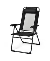 Sugift 4 Pieces Patio Garden Adjustable Reclining Folding Chairs with Headrests