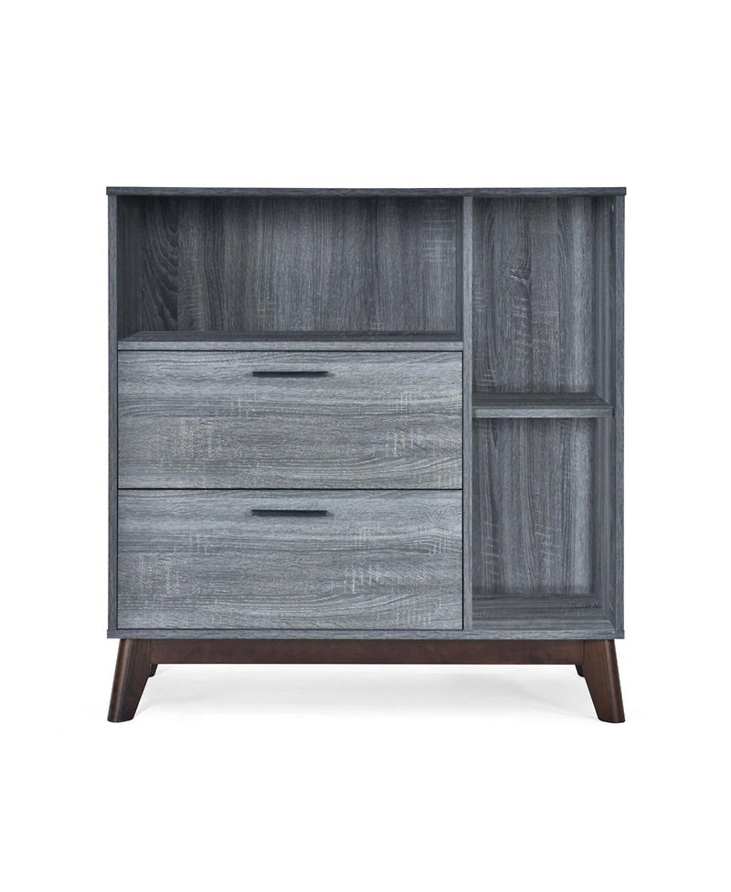 Streamdale Mid-Century Modern Cabinet with Faux Wood and Storage