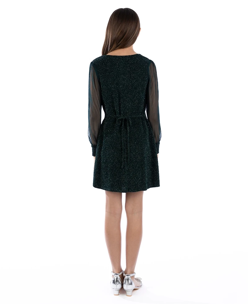 Speechless Big Girls Knee Length Square Neck Long Sleeve Dress