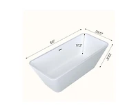 gaomon 66" Acrylic Freestanding Bathtub,Contemporary Square Shape Soaking Tub With Chrome Drain and Minimalist Linear Design Overflow, Easy to Install