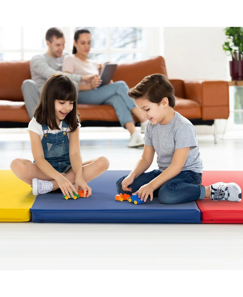 Hongge 6 x 2 Ft Tri-Fold Gym Mat with Handles and Removable Zippered Cover