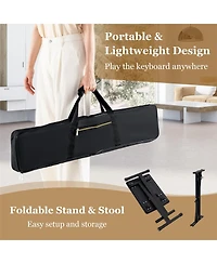 Hongge 61-Key Portable Electronic Keyboard Piano Complete Digital Piano Set with Stand and Stool