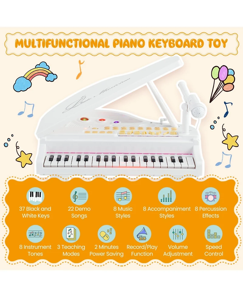 Hongge 37 Keys Kids Piano Keyboard with Stool and Piano Lid