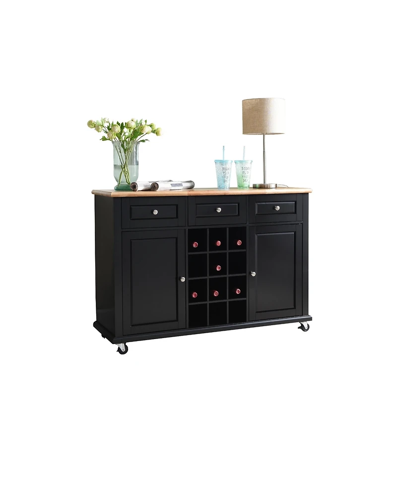 Kings Brand Furniture Wine Rack Sideboard Buffet Server Console Table With Storage (Black)