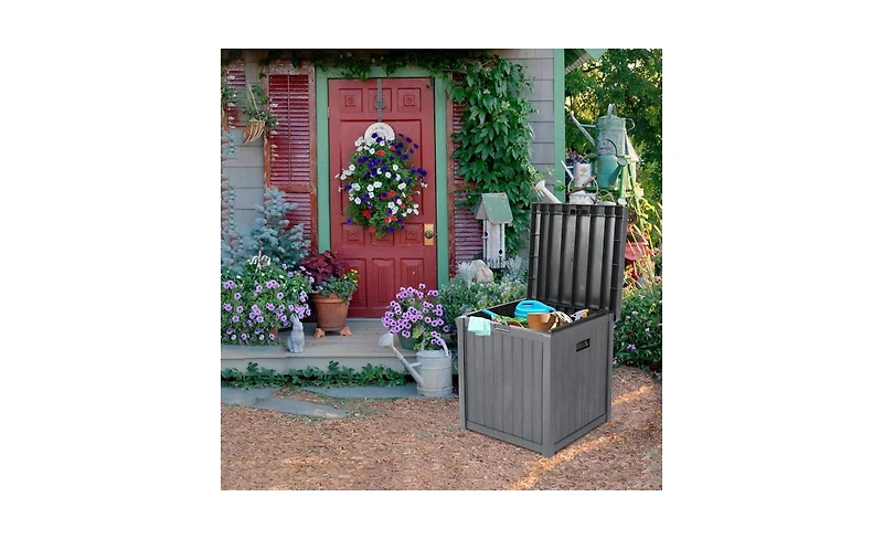 Slickblue 51 Gallon Outdoor Garden Plastic Storage Deck Box – Waterproof & Lockable Chest for Tools, Cushions, and Toys
